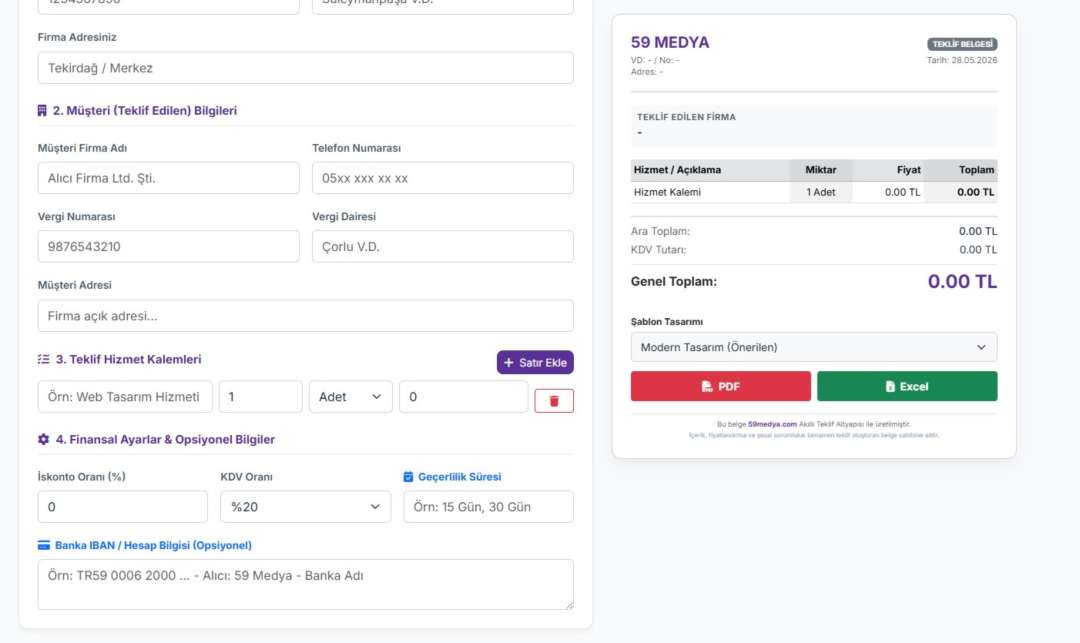 Online Teklif Formu
