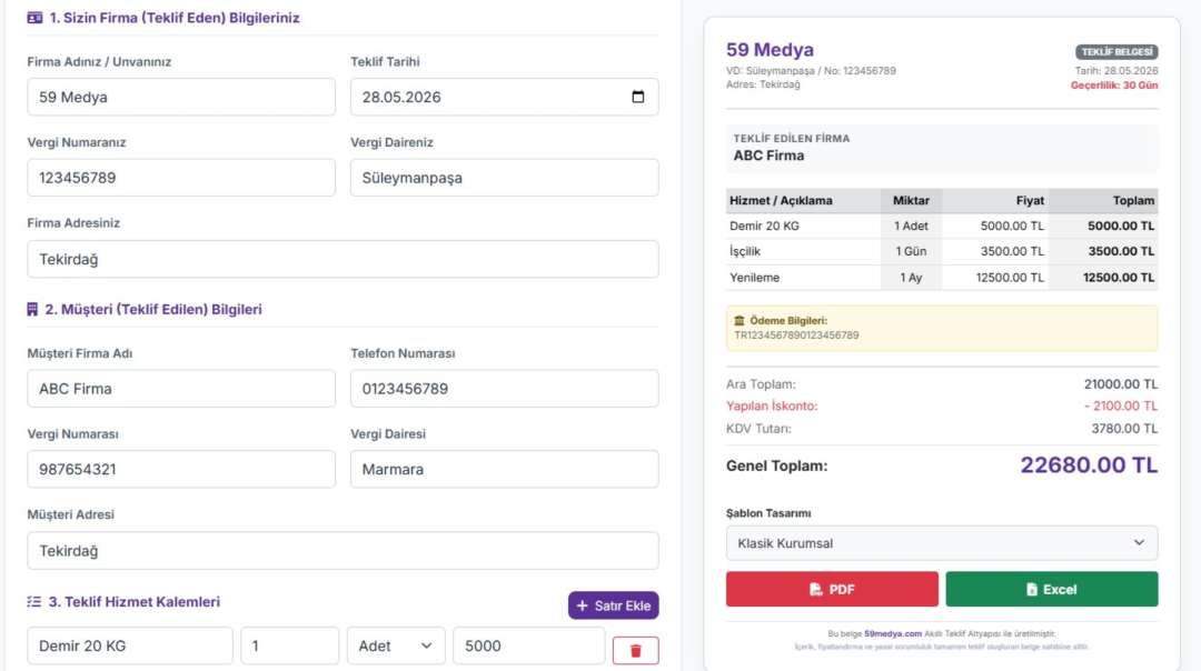 Online Teklif Formu