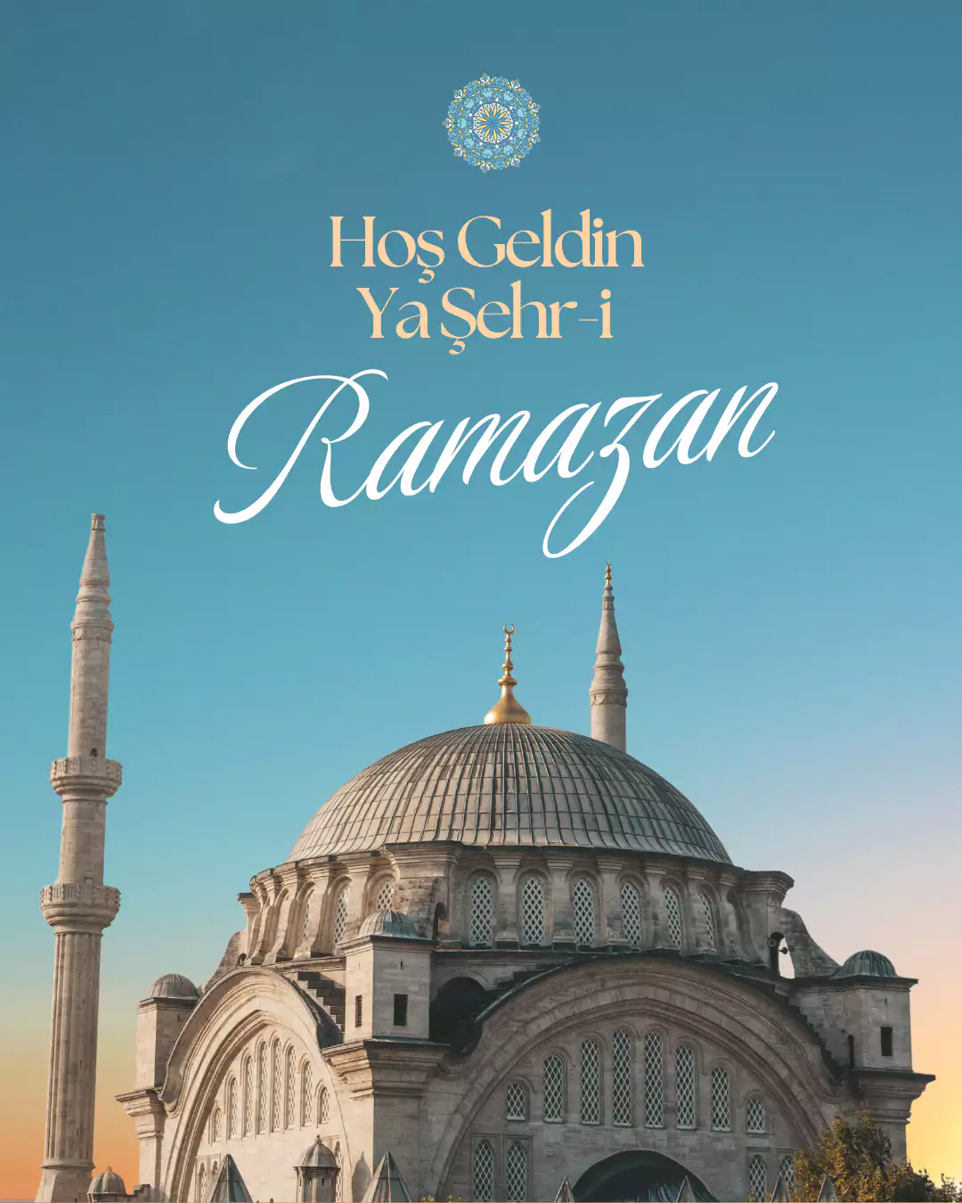 Cami Silüetli "Hoşgeldin Ramazan" - Premium Vektörel İllüstrasyon